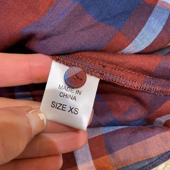 Petersyn Women’s Blouse Size XS Plaid Checkered Mock Neck Shirt Popover Mockneck - Picture 7 of 9